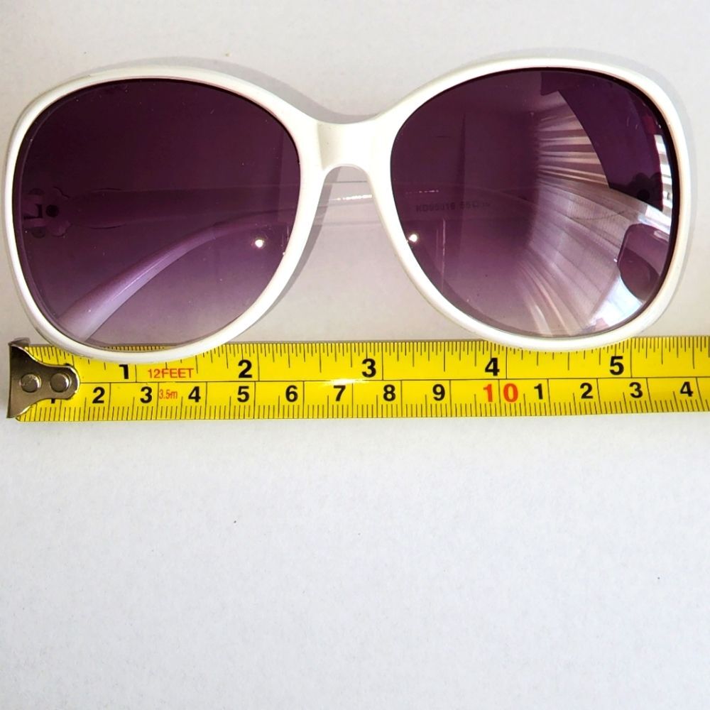 2 for $14 New Ladies White Sunglasses Purple Lenses Gold Side Design